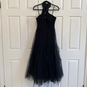 BCBGMAXAZRIA Black Tulle Halter Dress Sz 6